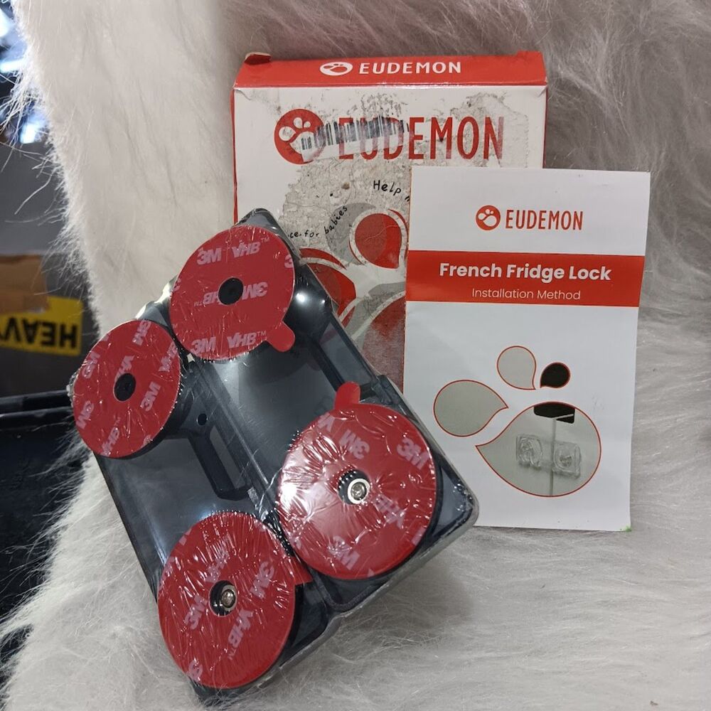 EUDEMON 2 Pack Childproof Refrigerator Lock, Baby Safety Black/red